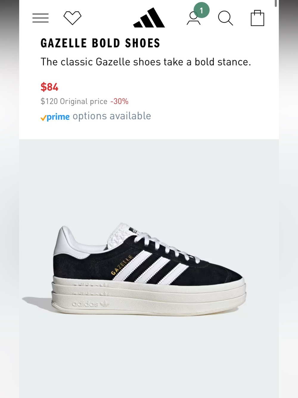 adidas Gazelle Bold Platform Sneakers - Black & White
